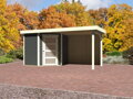 drevený domček KARIBU SCHWANDORF 3 + prístavok vrátane zadnej steny 240 cm (9211) terragrau LG3894