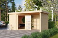 drevený domček KARIBU SCHWANDORF 3 + prístavok vrátane zadnej a bočnej steny 240 cm (77740) natur LG3895