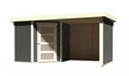 drevený domček KARIBU SCHWANDORF 3 + prístavok vrátane zadnej a bočnej steny 240 cm (77741) terragrau LG3896
