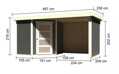 drevený domček KARIBU SCHWANDORF 3 + prístavok vrátane zadnej a bočnej steny 240 cm (77741) terragrau LG3896