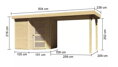 drevený domček KARIBU SCHWANDORF 3 + prístavok 280 cm (77742) natur LG3897
