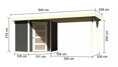 drevený domček KARIBU SCHWANDORF 3 + prístavok 280 cm (77743) terragrau LG3898