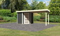 drevený domček KARIBU SCHWANDORF 3 + prístavok 280 cm (77743) terragrau LG3898