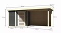 drevený domček KARIBU SCHWANDORF 3 + prístavok 280 cm vrátane zadnej steny (9213) terragrau LG3900