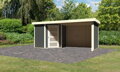 drevený domček KARIBU SCHWANDORF 3 + prístavok 280 cm vrátane zadnej a bočnej steny (77745) terragrau LG3902