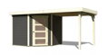 drevený domček KARIBU SCHWANDORF 5 + prístavok 240 cm (77747) terragrau LG3907
