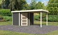 drevený domček KARIBU SCHWANDORF 5 + prístavok 240 cm (77747) terragrau LG3907