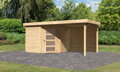 drevený domček KARIBU SCHWANDORF 5 + prístavok 240 cm vrátane zadnej steny (9214) natur LG3908