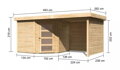 drevený domček KARIBU SCHWANDORF 5 + prístavok 240 cm vrátane zadnej a bočnej steny (77748) natur LG3910