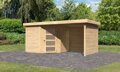 drevený domček KARIBU SCHWANDORF 5 + prístavok 240 cm vrátane zadnej a bočnej steny (77748) natur LG3910