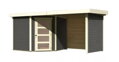 drevený domček KARIBU SCHWANDORF 5 + prístavok 240 cm vrátane zadnej a bočnej steny (77749) terragrau LG3911