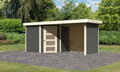 drevený domček KARIBU SCHWANDORF 5 + prístavok 240 cm vrátane zadnej a bočnej steny (77749) terragrau LG3911