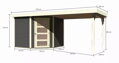 drevený domček KARIBU SCHWANDORF 5 + prístavok 280 cm (9217) terragrau LG3915