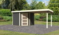 drevený domček KARIBU SCHWANDORF 5 + prístavok 280 cm (9217) terragrau LG3915
