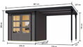 hybridný domček KARIBU JUPITER 3B (12361) terragrau / antracit + prístavok 219 cm LG4986