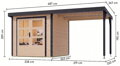 hybridný domček KARIBU JUPITER 3,5A (12373) natur / antracit + prístavok 219 cm LG4998