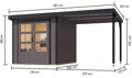 hybridný domček KARIBU JUPITER 3,5B (12376) terragrau / antracit + prístavok 219 cm LG5002