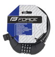 FORCE zámok LUX špirálový kódový 85cm / 10mm + držiak, čierny
