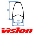 VISION zadný ráfik TEAM35 COMP SL RB CH blac 21H