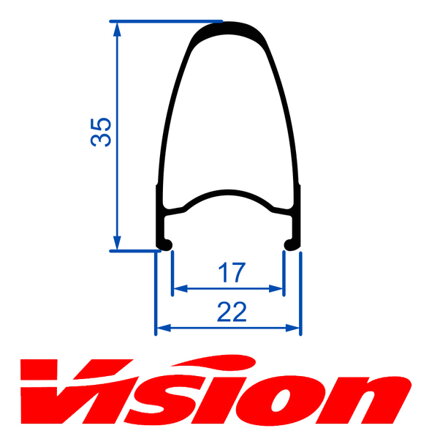 VISION zadný ráfik TEAM35 COMP SL RB CH black 21H w/oLog