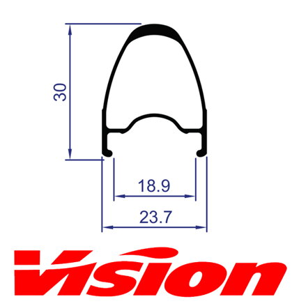 VISION zadný ráfik TEAM 30 24H w/oLog