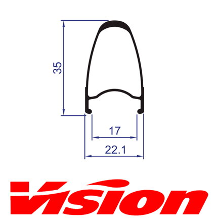 VISION predný ráfik TRIMAX 35 Carbon 16H  w/oLog