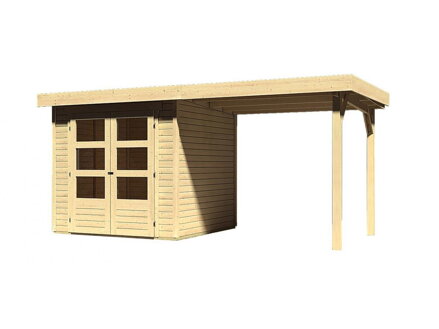 drevený domček KARIBU ASKOLA 2 + prístavok 240 cm (73245) natur
