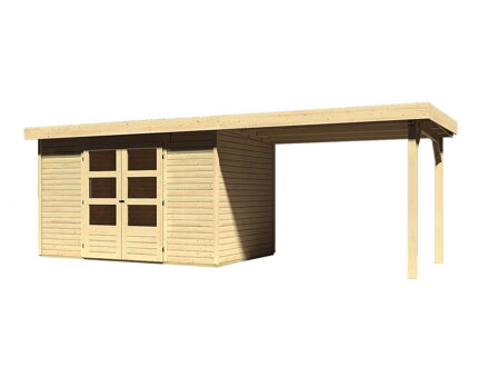 drevený domček KARIBU ASKOLA 4 + prístavok 280 cm (77733) natur