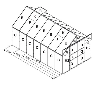 náhradné presklenie pre skleník VITAVIA URANUS 6700 PC 4 mm