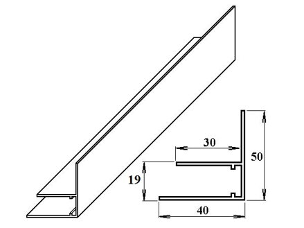 AL okrajový F-profil 16 mm, dĺžka 6 m