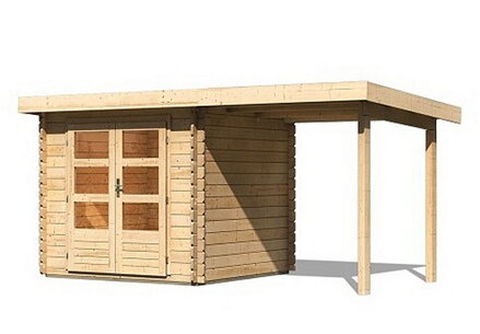 drevený domček KARIBU BASTRUP 2 + prístavok 200 cm (73290) natur LG2806