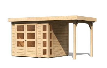 drevený domček KARIBU KERKO 3 + prístavok 150 cm (23507) natur LG2950