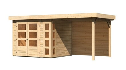 drevený domček KARIBU KERKO 3 + prístavok 240 cm vrátane zadnej steny (9185) natur LG2954