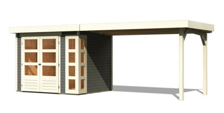 drevený domček KARIBU KERKO 3 + prístavok 280 cm (82937) sivý LG2959