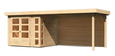 drevený domček KARIBU KERKO 3 + prístavok 280 cm vrátane zadnej steny (9187) natur LG2960