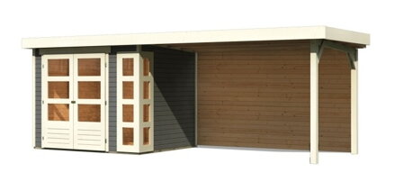 drevený domček KARIBU KERKO 3 + prístavok 280 cm vrátane zadnej steny (9188) sivý LG2961