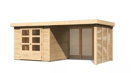 drevený domček KARIBU ASKOLA 3 + prístavok 280 cm (9175) natur LG3182