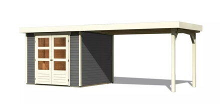 drevený domček KARIBU ASKOLA 3,5 + prístavok 280 cm (9148) sivý LG3190