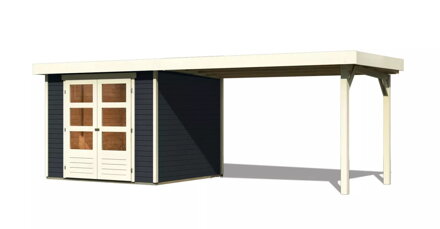 drevený domček KARIBU ASKOLA 3,5 + prístavok 280 cm (48913) antracit LG3191