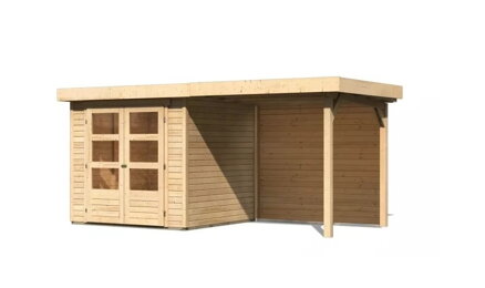 drevený domček KARIBU ASKOLA 2 + prístavok 240 cm vrátane zadnej steny (9164) natur LG3210