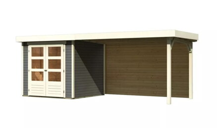 drevený domček KARIBU ASKOLA 2 + prístavok 280 cm vrátane zadnej steny (9168) sivý LG3219