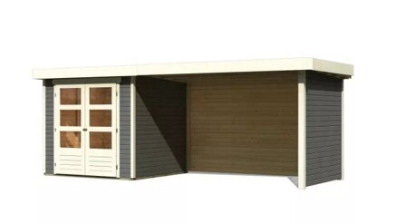 drevený domček KARIBU ASKOLA 2 + prístavok 280 cm vrátane zadnej a bočnej steny (82922) terragrau LG3223