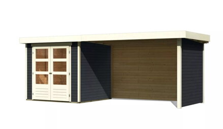 drevený domček KARIBU ASKOLA 2 + prístavok 280 cm vrátane zadnej a bočnej steny (38659) antracit LG3224