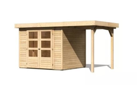 drevený domček KARIBU ASKOLA 3 + prístavok 150 cm (23491) natur LG3227