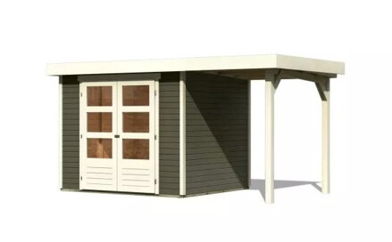 drevený domček KARIBU ASKOLA 3 + prístavok 150 cm (23497) sivý LG3228