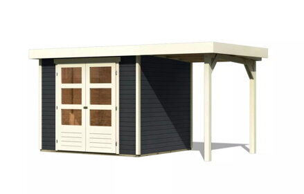 drevený domček KARIBU ASKOLA 3 + prístavok 150 cm (38660) antracit LG3229