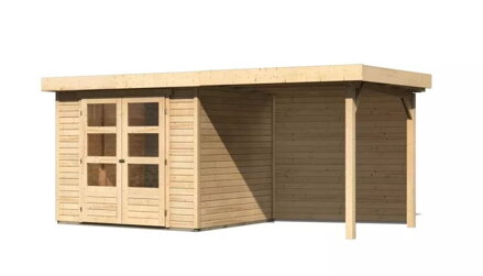 drevený domček KARIBU ASKOLA 3 + prístavok 240 cm vrátane zadnej steny (9170) natur LG3231