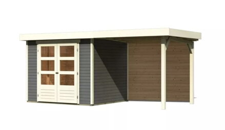 drevený domček KARIBU ASKOLA 3 + prístavok 240 cm vrátane zadnej steny (9171) sivý LG3232