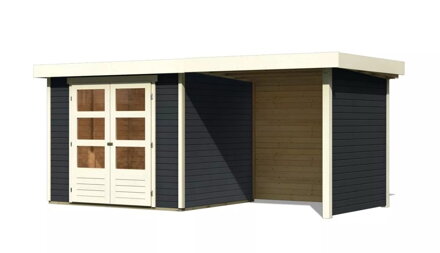 drevený domček KARIBU ASKOLA 3 + prístavok 240 cm vrátane zadnej a bočnej steny (38664) antracit LG3236