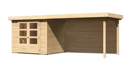drevený domček KARIBU ASKOLA 3 + prístavok 280 cm vrátane zadnej steny (9173) natur LG3237
